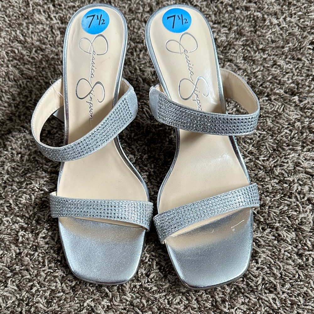 Jessica Simpson Silver Strappy Heels NWT